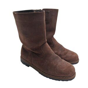 TECNICA Boots Mens Size 11 Brown Suede Shearling Lined Side Zip Winter EU 44.5